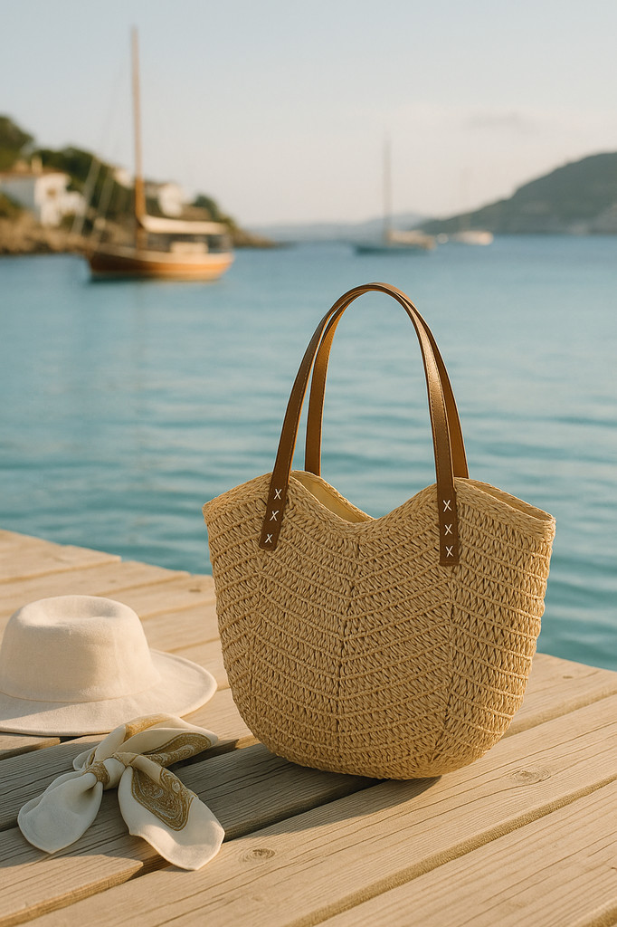 Neformální velkokapacitní plážové tašky tkané ze slámy Ručně vyráběné ženy Velkokapacitní taška přes rameno Dámské letní cestovní kabelky Shopper Tote