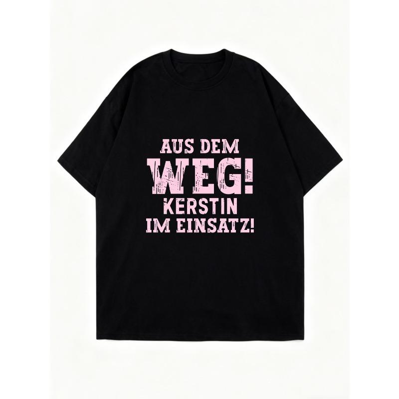 Oversized T-Shirt Black Aus Dem Weg Kerstin Im Einsatz Text Print Casual Streetwear Fashion Statement Top For Women