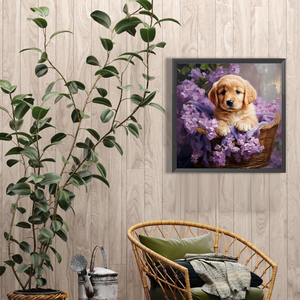 5D DIY Full Round Drill Diamond Painting Golden Retriever Kit Home Decor 40x40cm