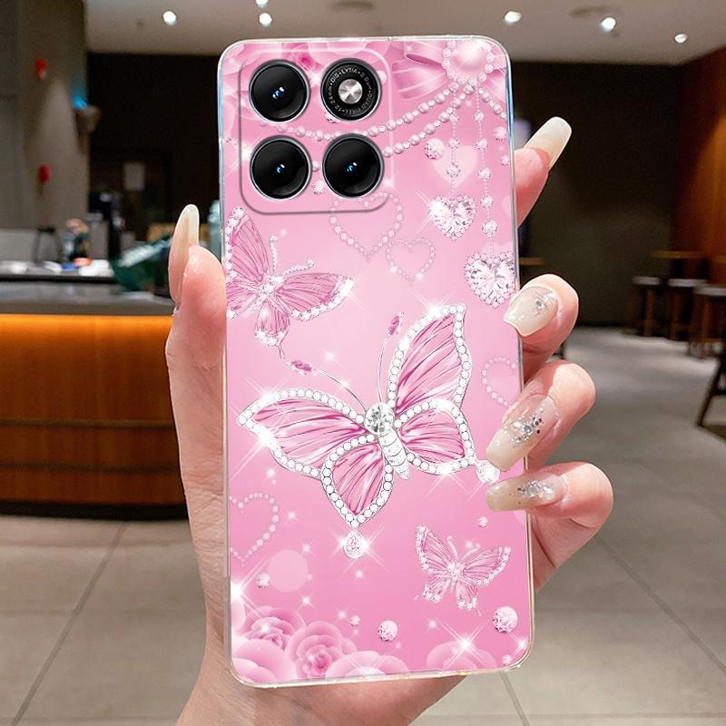 Etui Na Motorola Edge 70 Fusion Przezroczyste Luksusowe Modne Motyl Kwiaty Miękki TPU Silikonowy Pokrowiec Na Telefon dla Edge70 Fusion Zderzak