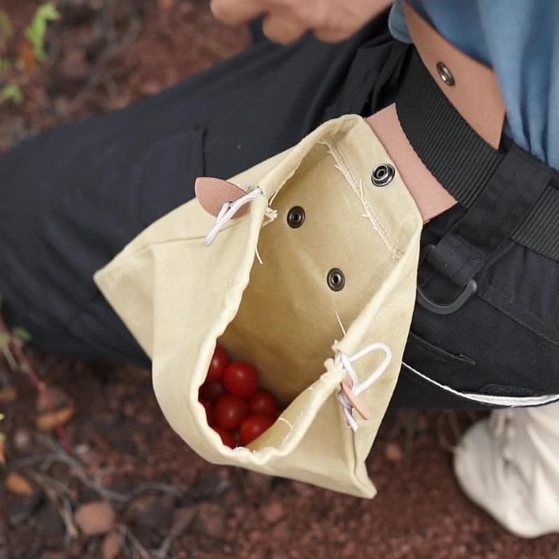 1Pc Foldable Foraging Bag Canvas Bushcraft Bag Foraging Pouch Storage Bags Easy Looping Around Belts Bags For Camping Hiking