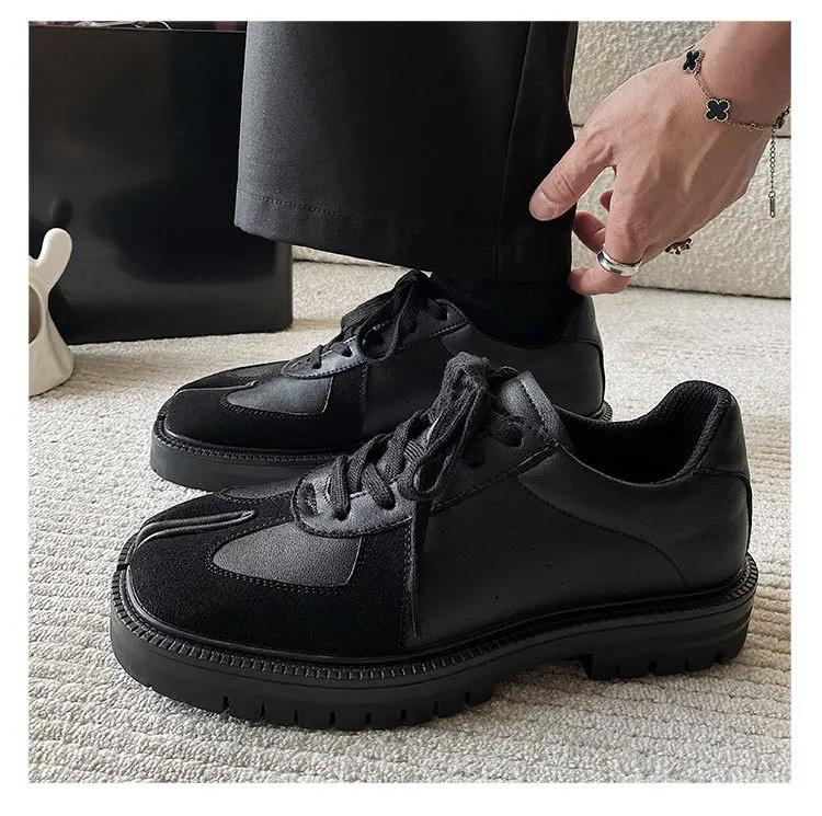 Split Toe Hufschuh für Herren dicke Sohle Loafer Schuhe Tabi Schuhe Lackleder Koreanische Version Trend Casual Lederschuhe