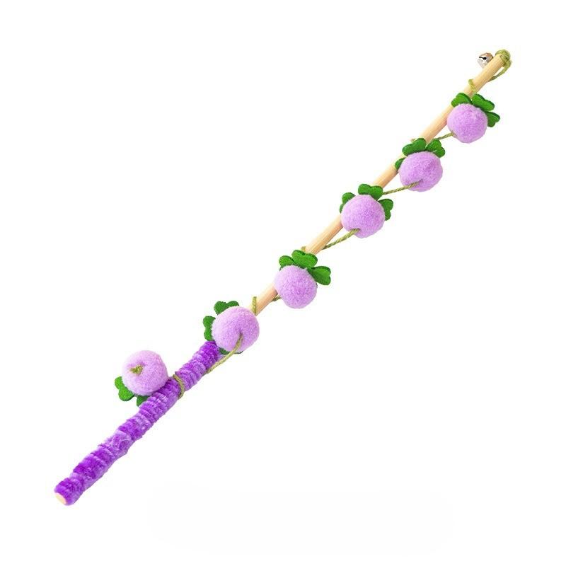 

Cat Teaser Toy Natural Wooden Teaser Wand for Kitten Playing Teaser Wand Elastic Fruit Cat Interactive Stick Supplies фиолетовый