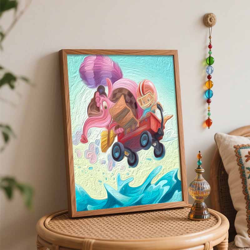 Disney Bing Bong oil painting art painting kit, handmade diy art painting home wall decoration, colorful joyful wagon adventure decor