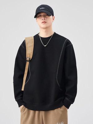 Shanggu Herrenbekleidung Schwerer Pullover mit Langen Ärmeln und Ziernaht für den Herbst