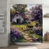 Cottage Rustico con Galline e Fiori Tenda da Doccia Impermeabile Resistente al Calore Lavabile in Lavatrice Non Trasparente 180x180cm