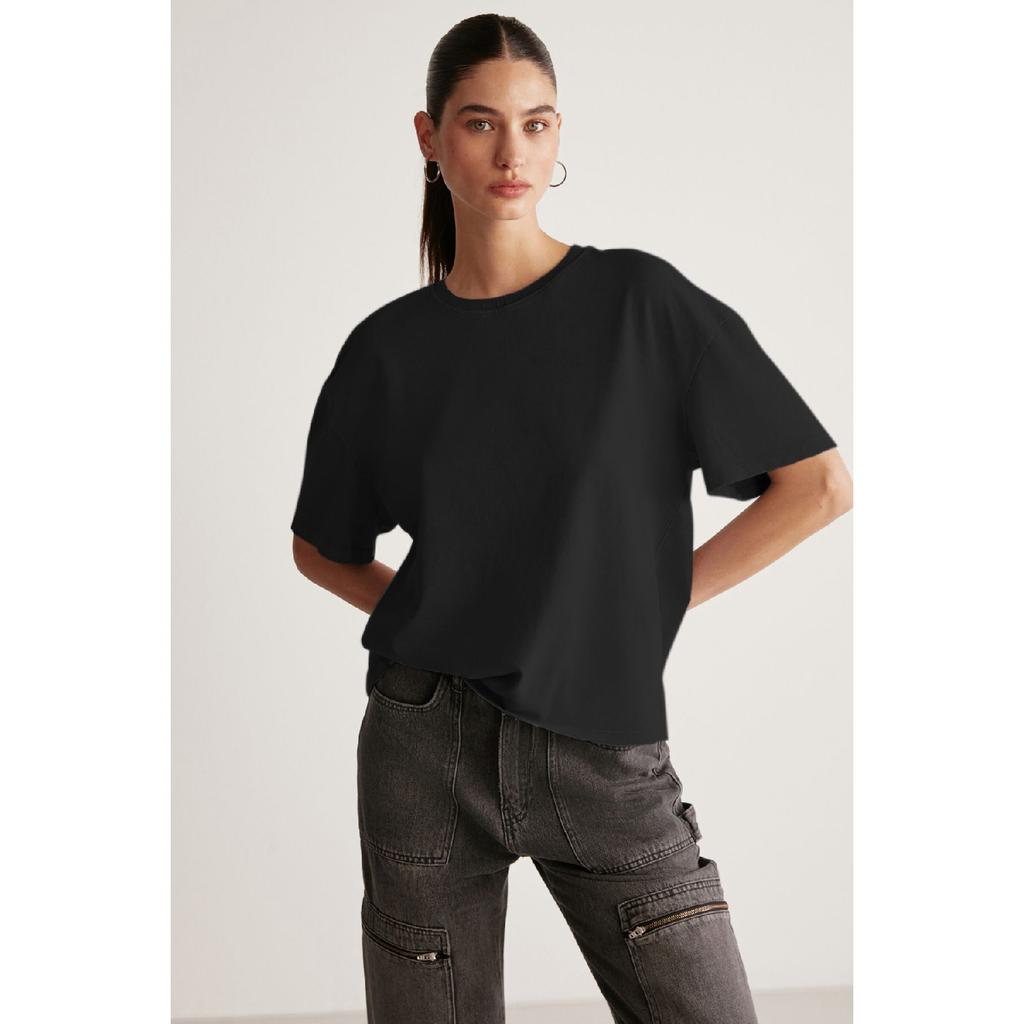 Jemmy Women's Relaxed Fit Crew Neck 100% Cotton Short Sleeve Basic White T-shirt