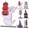 Halloween Sign Decoration Handmade Wood Halloween Decor Spooky Halloween Wooden Ghost Witch Sign for Home Decor