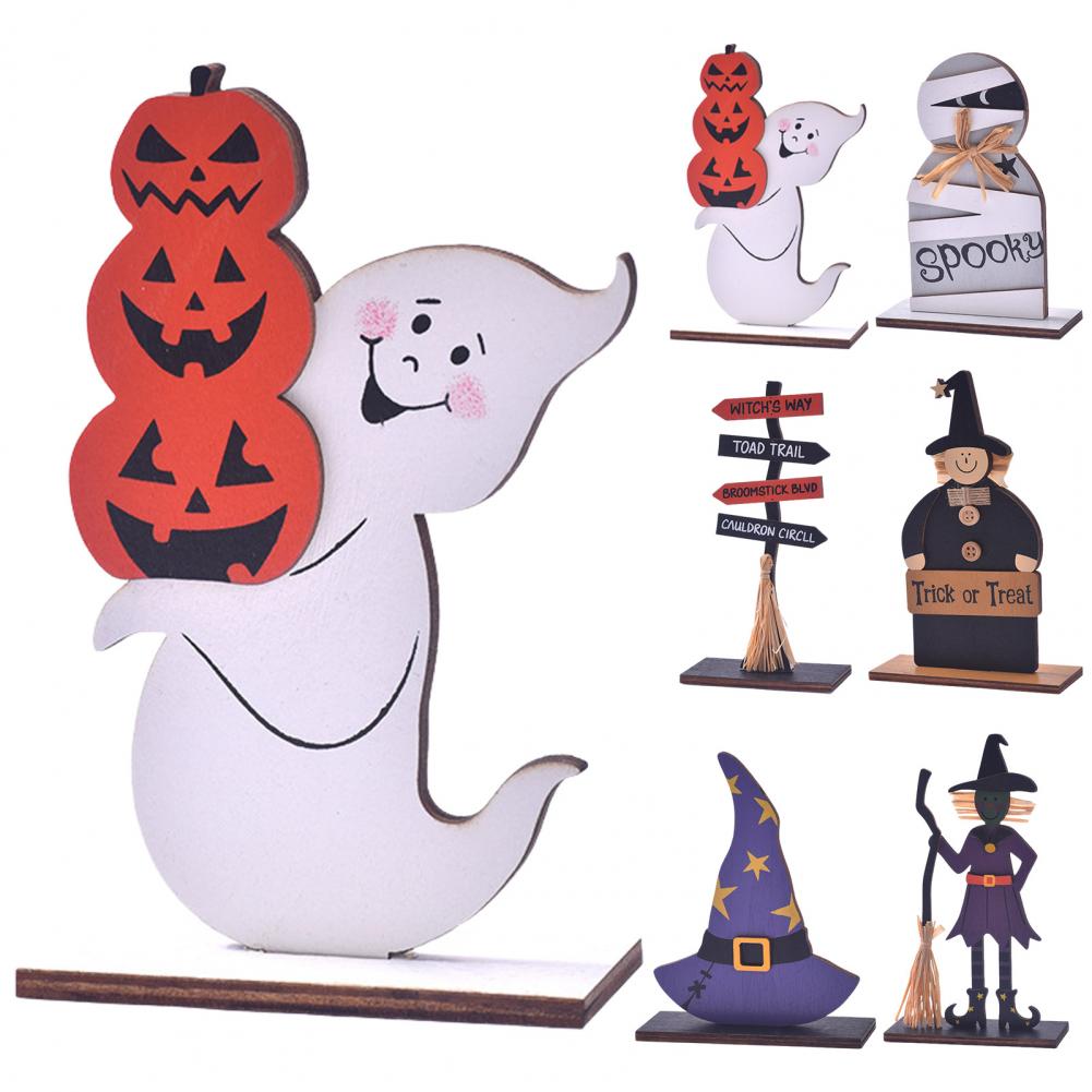 Halloween Sign Decoration Handmade Wood Halloween Decor Spooky Halloween Wooden Ghost Witch Sign for Home Decor