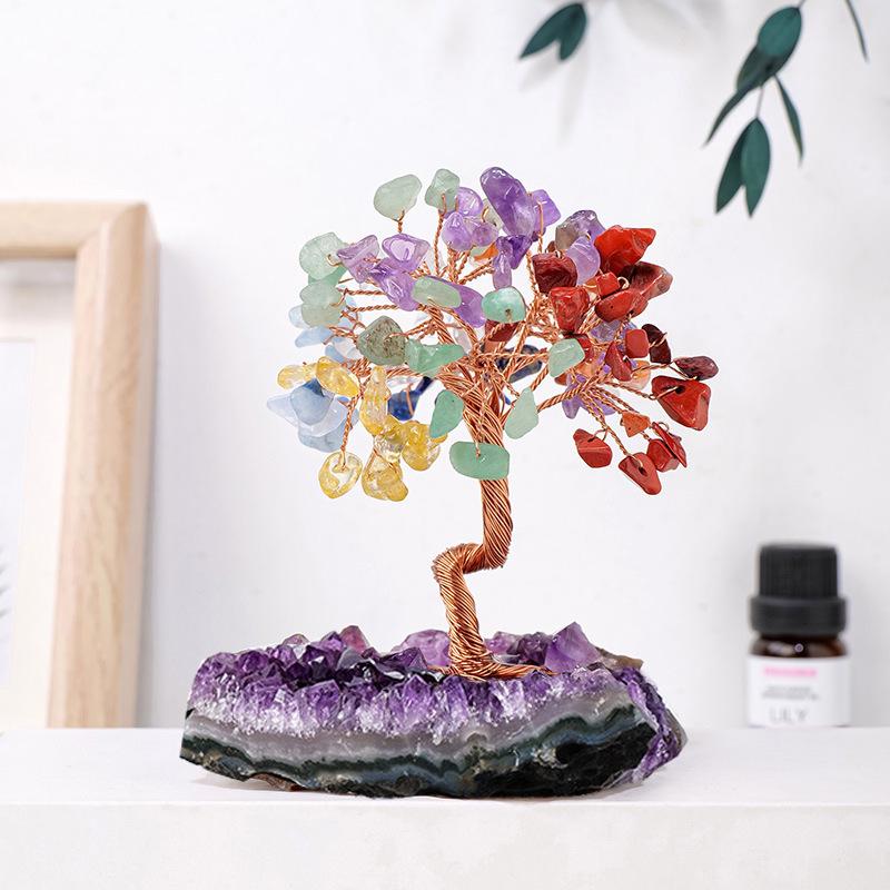 Amethyst-Cluster-Edelstein-Baumschmuck – Kristall-Heimdekor-Handwerk