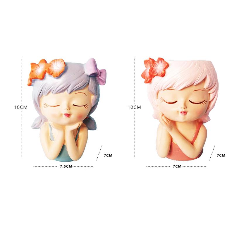 Face Planters Pots Tabletop Decorative Decor Flower Vase Statue Fairy Flowerpot For Cafe Kitchen Drawing Room Bedroom Office