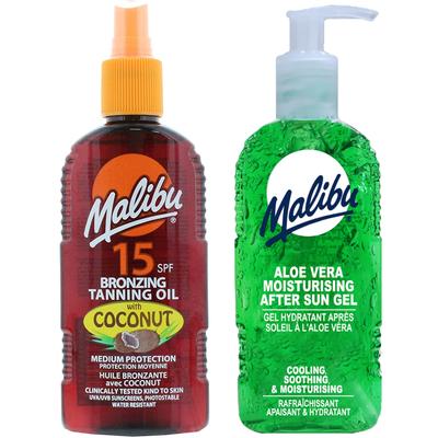 Malibu Coconut Tanning Oil SPF15 200ml + Aloe After-Sun Gel 200ml