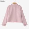 ZANZEA Women Casual Turn Down Collar Long Sleeve Print Blouse