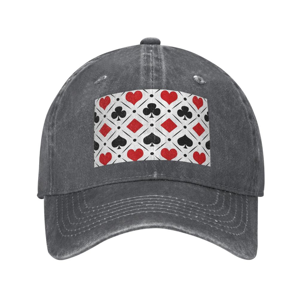 Playing card suits symbols Washed Denim Cap Casual Baseball Caps Adjustable Hat Summer Unisex Baseball Hats