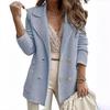 Women Double Breasted Button Solid Color Autumn Winter Blazer Jacket Fashion Casual Long Sleeve Coat Cardigan