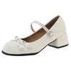 White Mary Jane shoes women's 2025 new spring versatile bow French shallow mouth single shoes college style small leather shoes