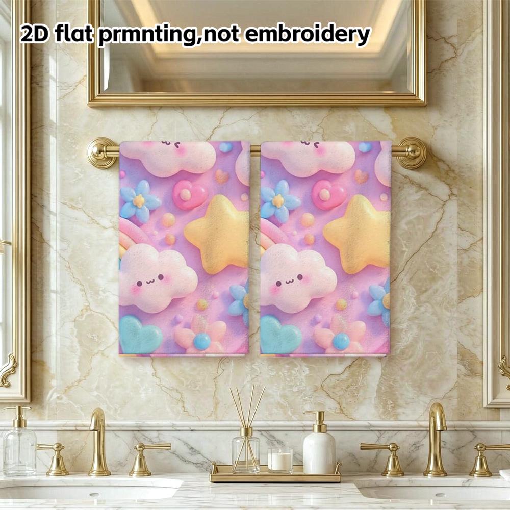 3D Rainbow Cloud Heart Bath Towel, Soft Absorbent Quick-Dry Towel for Bathroom