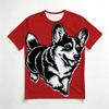 Men's Crew Neck 3D Print T-Shirt, Cute Corgi Dog Graphic Casual Short Sleeve Tee