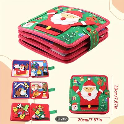 Santa Claus Busy Book for Toddlers Christmas Educational Quiet Activity Book with Life Skills Travel Toys Gifts for Boys Girls