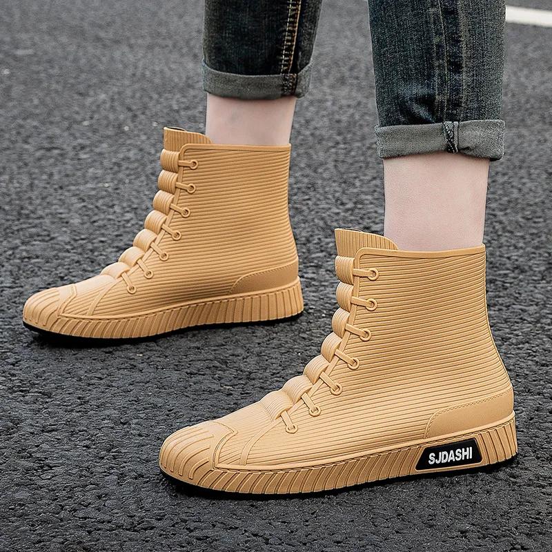 Couple Rain Boots Fashion Rubber Gumboot Non-slip Fishing Shoes for Men Waterproof Garden Work Boots for Women Botas Para Lluvia