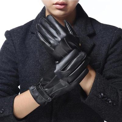 Wasserdichte, winddichte PU-Lederhandschuhe für Herren mit Samtfutter für den Winter: Touchscreen-freundlich für Radfahren und Autofahren im Freien
