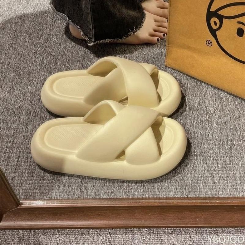 

Summer Outdoor Leisure Non slip Beach Cross Belt Women s Slippers Home Thick Bottom Home Stepping Shit Feel Bathroom Slippers 36-37 бежевий