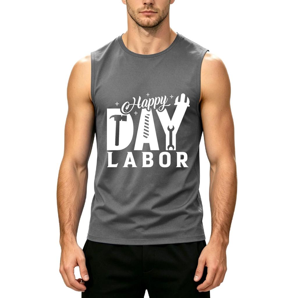 Men's Sleeveless Casual Tank Top Labor Day Graphic Print Lightweight Soft Fabric Summer Shirt