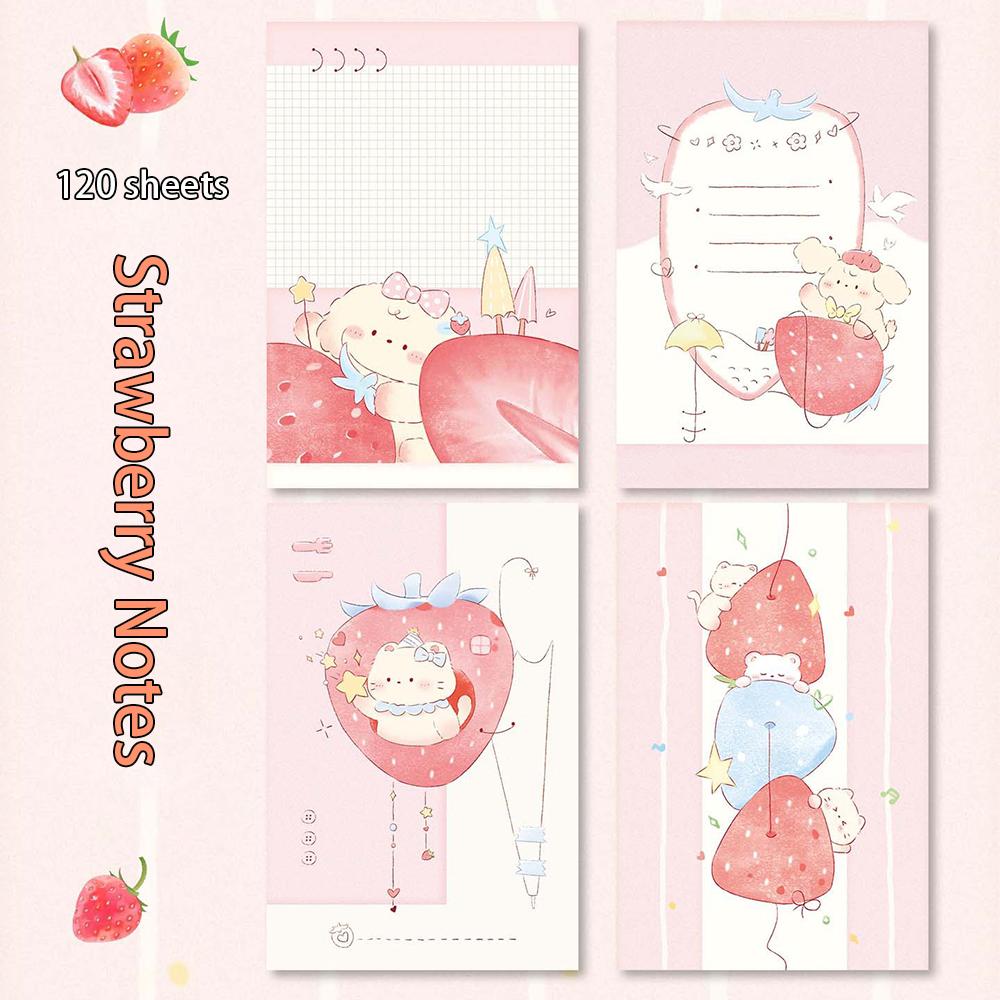 

120 sheets Strawberries have no worries, convenient stickers, high aesthetic value, portable, tearable, adhesive, thick notebook розовый
