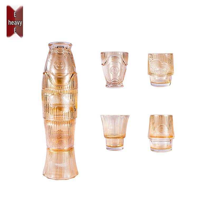 Подарочный набор стеклянных чайных чашек «Золотая рыбка» Wuzuo