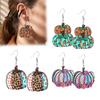 Halloween Party Costume Earrings 1 Pair Fall Pumpkin Earrings Acrylic Leopard Print Dangle Retro Autumn Theme Ear Hooks Drop Statement Thanksgiving