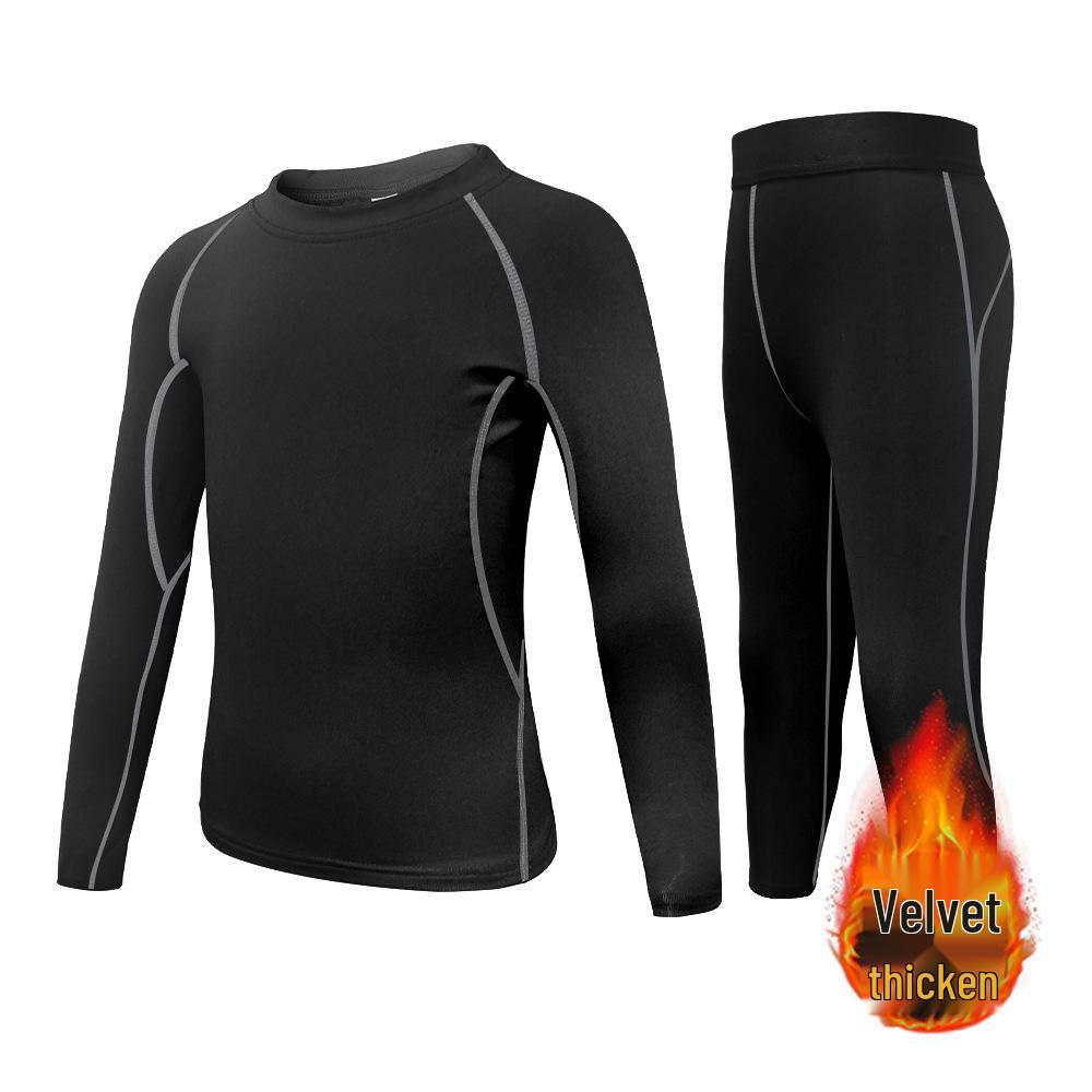 Children's Winter Fleece-lined Quick-dry Football Training Suit – High Elastic, Warm Sports Base Layer