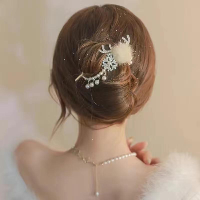 Elegant Reindeer Antler Hair Clip – Stylish Hair Accessory for High Ponytails