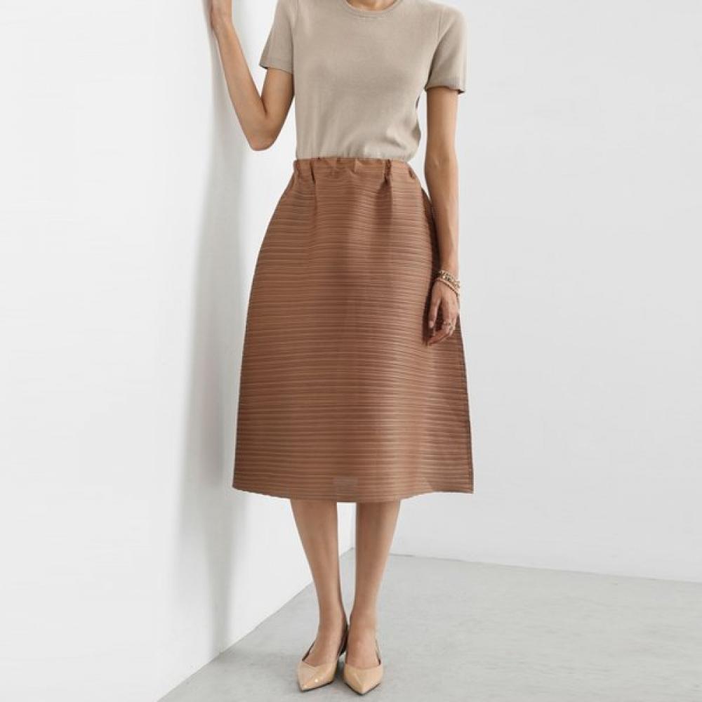 Horn Pleats Midi Skirt FREE/IVORY
