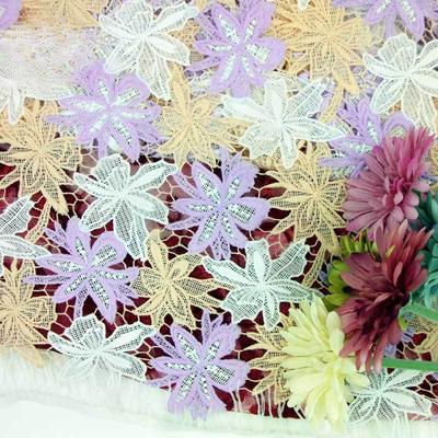 Water Soluble, Full Width, Three-Color Embroidery, Yarn-Dyed, Fabric, Three-Dimensional, Hollow, Characteristic, High-End, Milk Silk