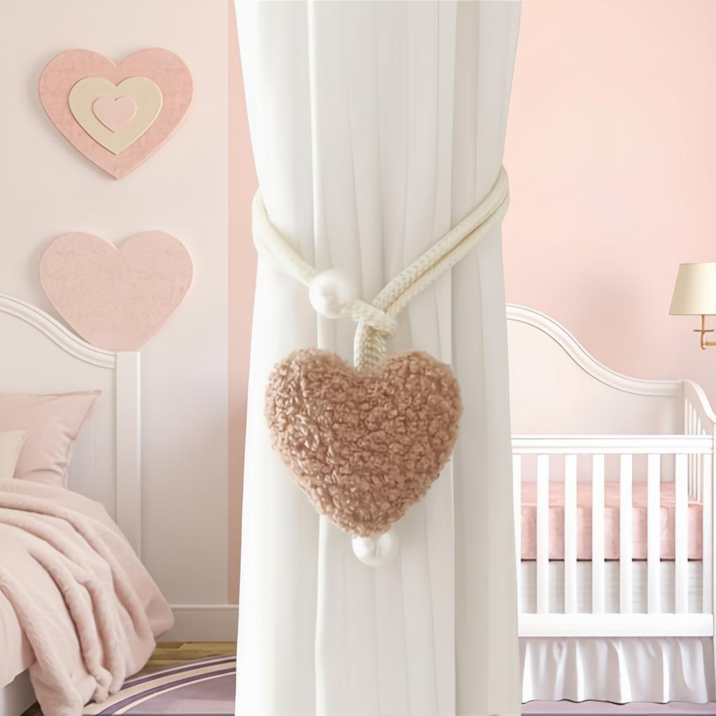 Curtain Tie Backs With Heart Shape And Pearl Pendant For Kids Room Decoration