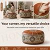 PU Leather Ottoman Pouf Boho Pattern Round Pouf Cover New Storage Bench  Bedroom Use