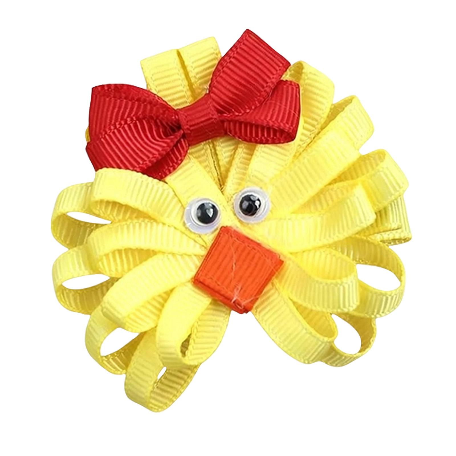 

Children Ribbon Hair Clip Cartoon Chick Design with Bow and Eyes for Girls Toddlers Handmade Accessory Cute Style One Size червоний