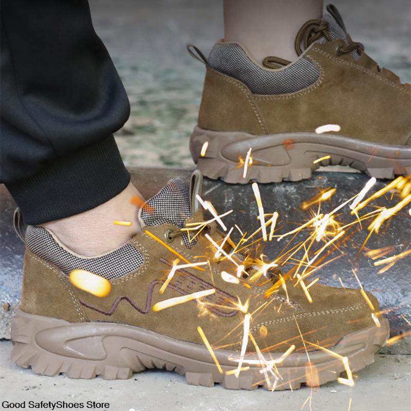 Anti-Scalding Welder Shoes Men Sport Safety Shoes With Steel Toe Work Sneakers Women Suede Puncture-Proof Men Work Shoes Boots