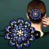 Flower Hair Clip Crystal Rhinestone Fancy Ponytail Barrette Elegant Hair Clip for Women