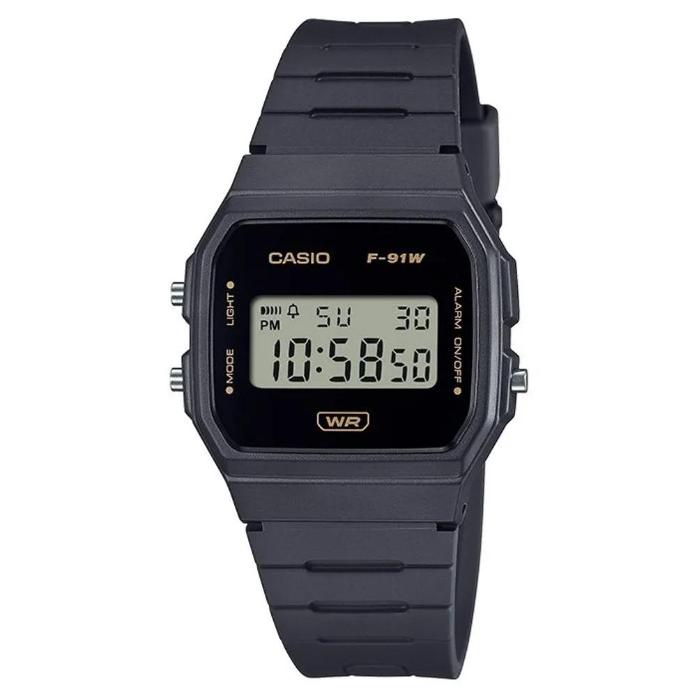 CIO F-91WB-8A F-91 Series Slim Digital Watch Black Option 01. Square Baby Pink