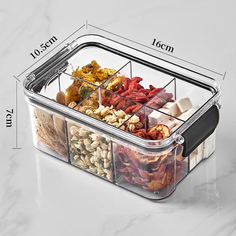 Floral Tea Box: Airtight 460ml Plastic Container with Four Compartments for Fresh, Food-Grade Storage.