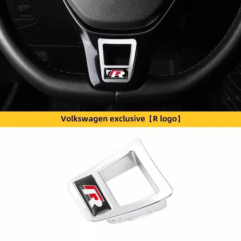 Hijk1 1Pcs ABS Car Steering Wheel Trim Stickers R Logo Accessories For VW Tiguan Arteon Taigo Caddy Sharan Beetle CC Amarok Transporte