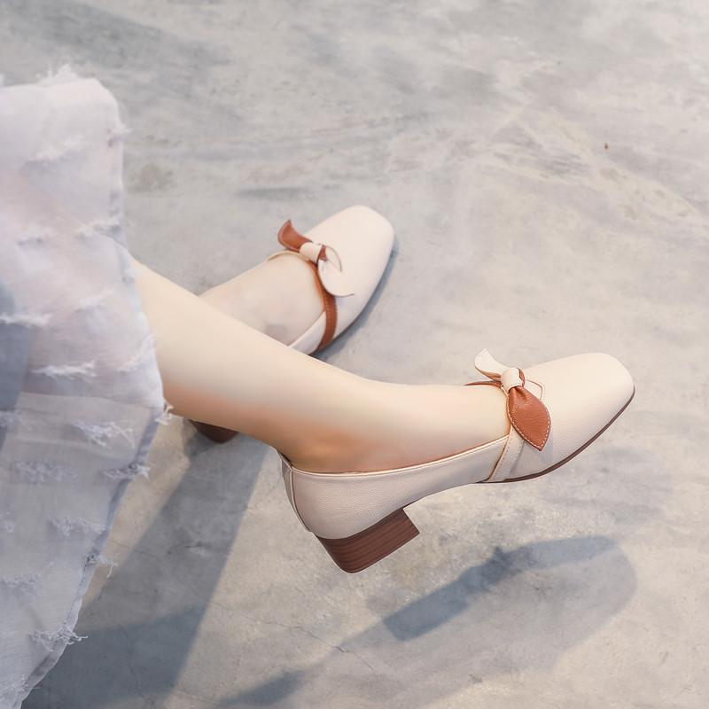 6125-1 Huidong County Daling Shoes Female Thick Heel Fairy Wind Middle Heel Spring Shoes Mary Jane Women's Shoes Single Shoes