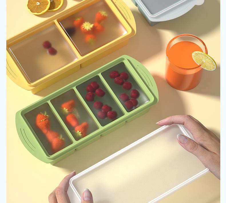 1000ml Big Ice Tray Mold Silicone Freezer Trays Large Ice Mold Food Storage Box Fresh Keeping For Freezing Soup IY Ice Maker