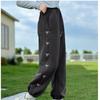 Girls' Fleece-Lined Sweatpants: Cozy Autumn/Winter Style, Thick and Versatile for Medium to Large Kids.