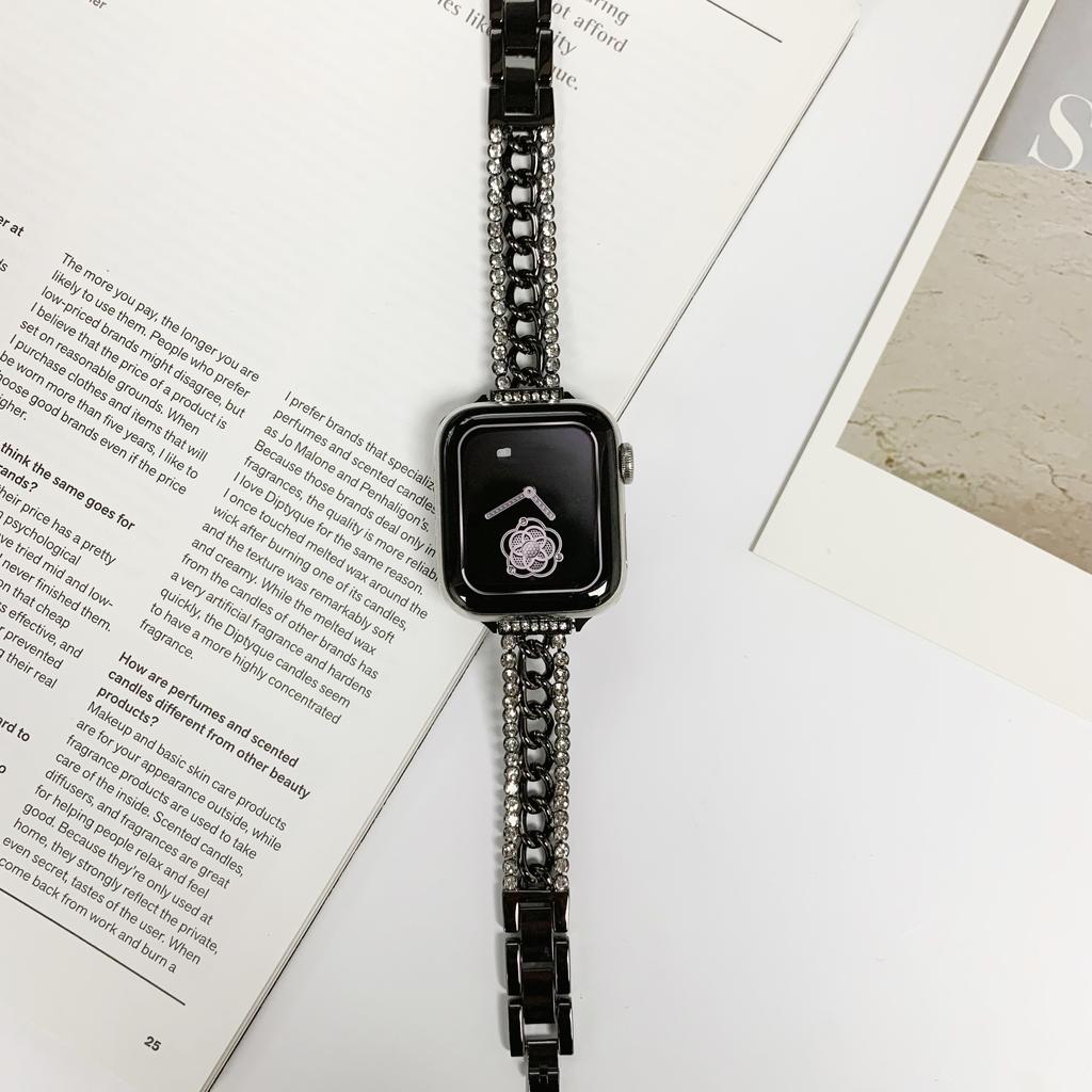 Luxury Diamond Band for Apple Watch Series Ultra 9 8 7 41 45mm Stainless Steel  Bracelet for IWatch 4 5 6 40 44mm 38 42mm Strap