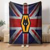 Flaming Wolves Emblem Wanderers Flannel Blanket, Soft Polyester, Modern Design, All-Season for Camping, Travel, Gifts for holidays or birthdays