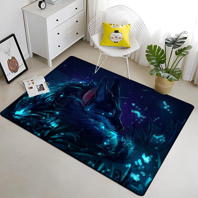 3D Wolf Carpet Forest Moon Night Floor Mats for Living Room Bedroom Entrance Door Mat Rug Non-slip Chair Mats Bathroom Carpet