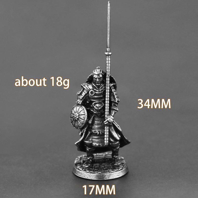White Copper Japanese Shogunate Samurai Figurines Miniatures Vintage Metal Soldiers Model Statue Desktop Toy Ornament Decoration