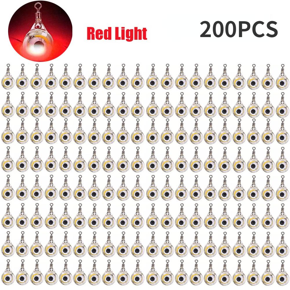 10-200pcs Mini Fishing Lure Light LED Deep Drop Underwater Eye Shape Squid Fish Bait Luminous Lure for Attracting Fish